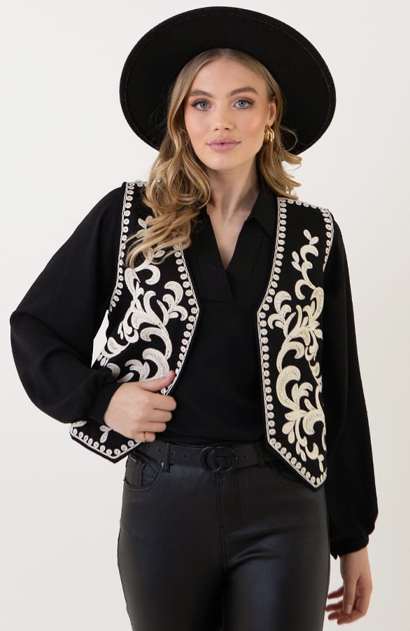 Gilet Met Beads Reeva Zwart – gilets