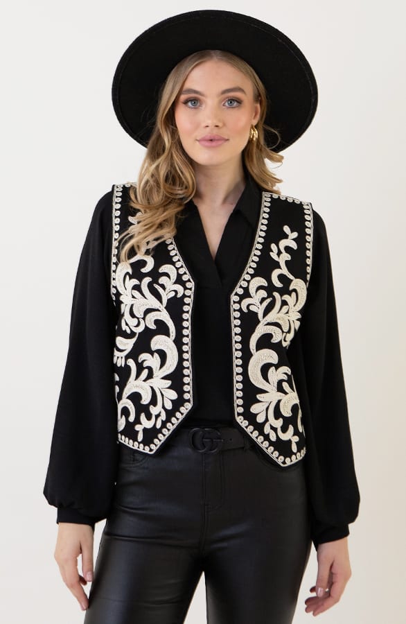 Gilet Met Beads Reeva Zwart – gilets — foto 4