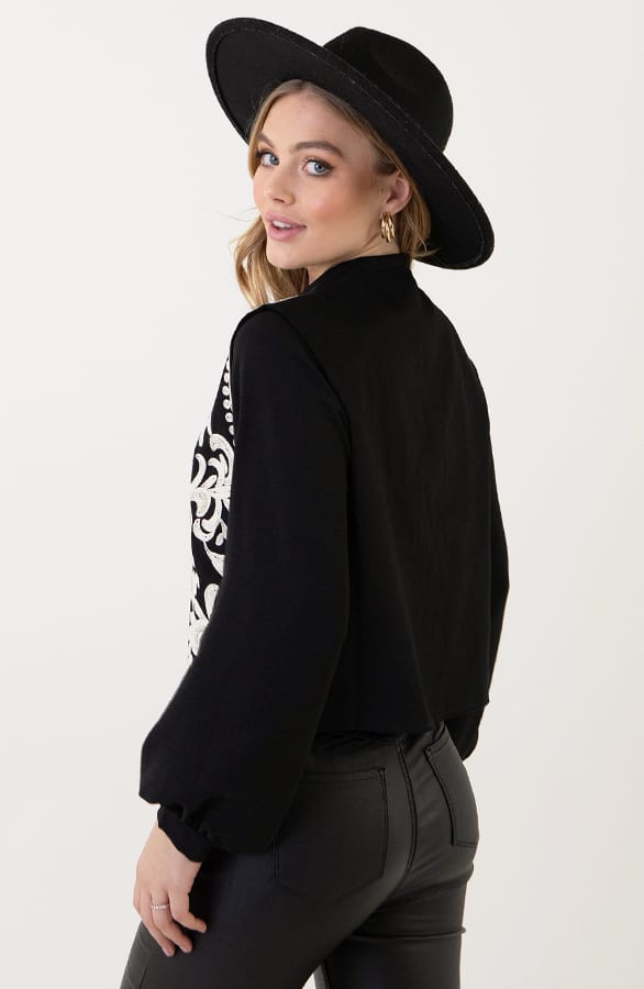 Gilet Met Beads Reeva Zwart – gilets — foto 2