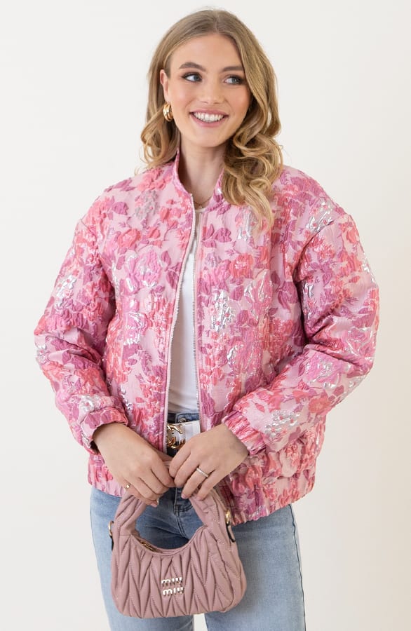 Jacquard Bomber Merel Roze – jassen — foto 9