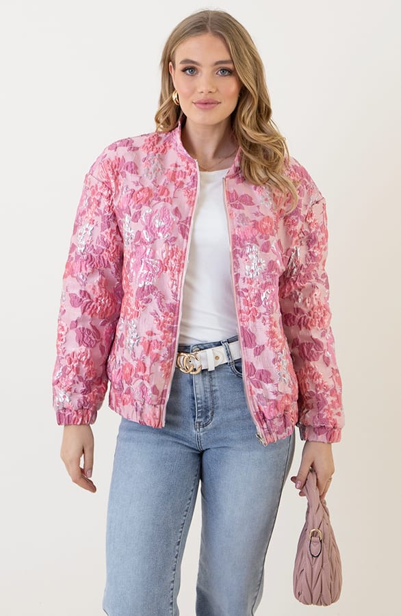 Jacquard Bomber Merel Roze – jassen — foto 12