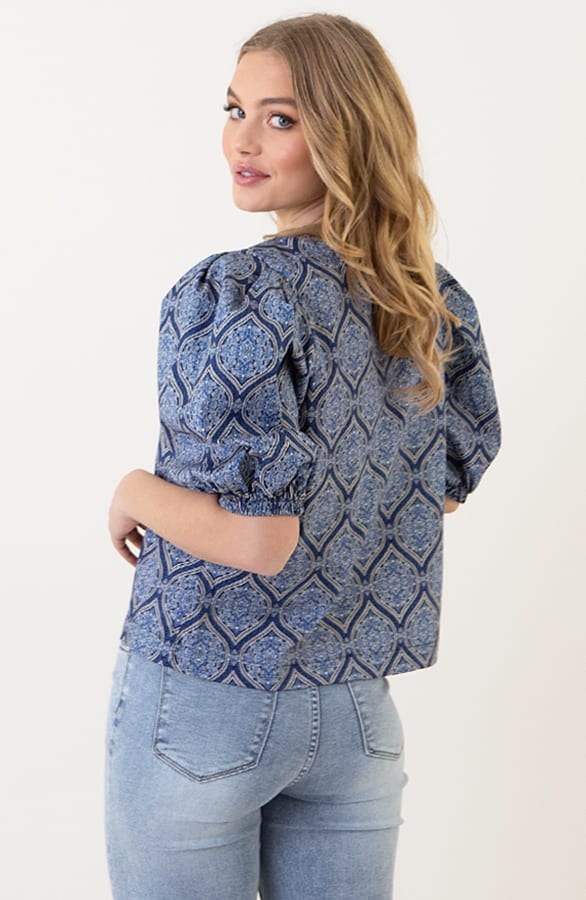 Katoenen Puff Sleeve Blouse Ines Blauw – shirts & tops — foto 2