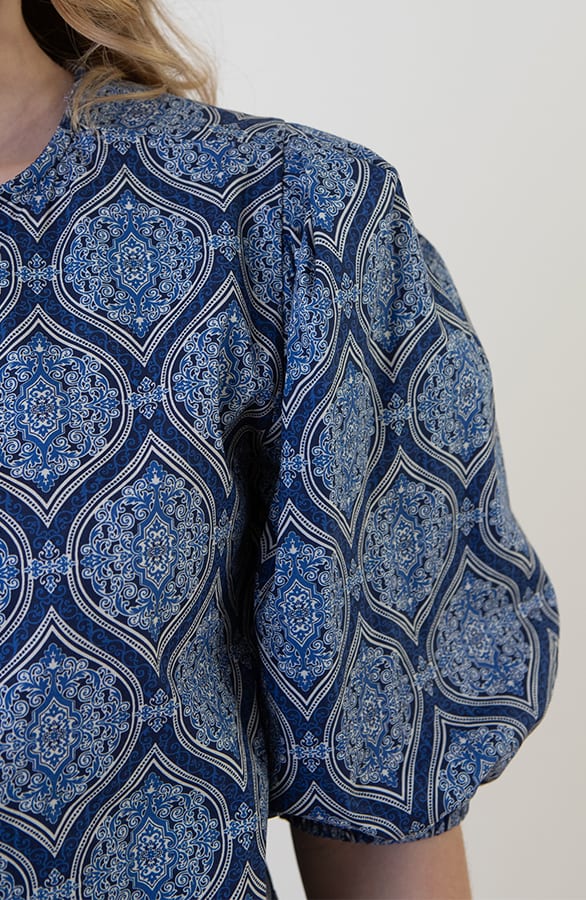 Katoenen Puff Sleeve Blouse Ines Blauw – shirts & tops — foto 5