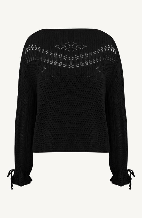 Katoenen Trui Met Strik Mouw Sadie Zwart – shoparchief