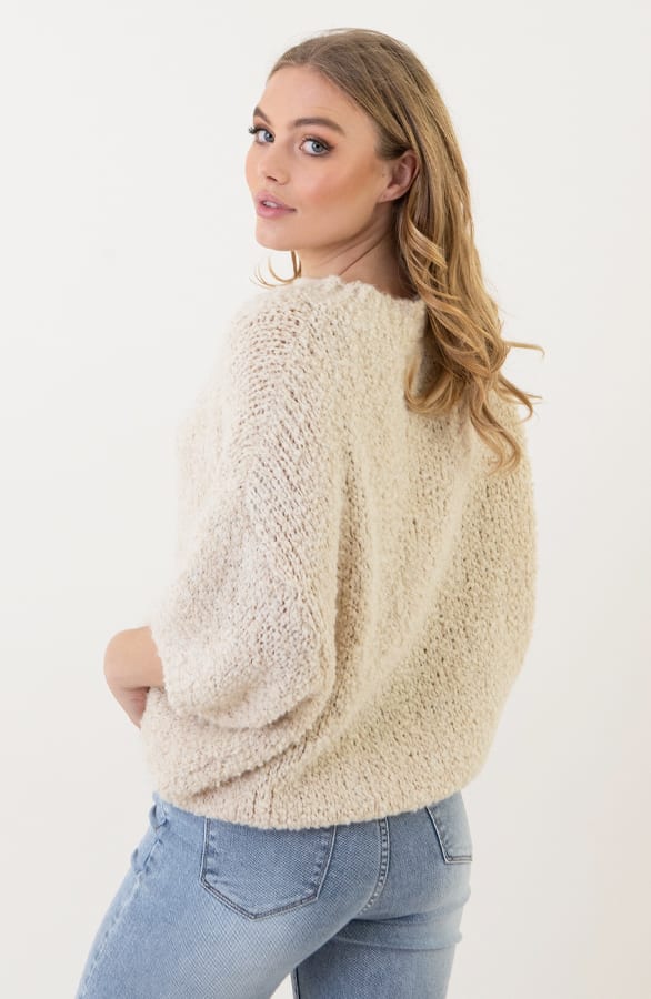 Oversized Trui Boucle Marjolein Light Beige – truien — foto 4