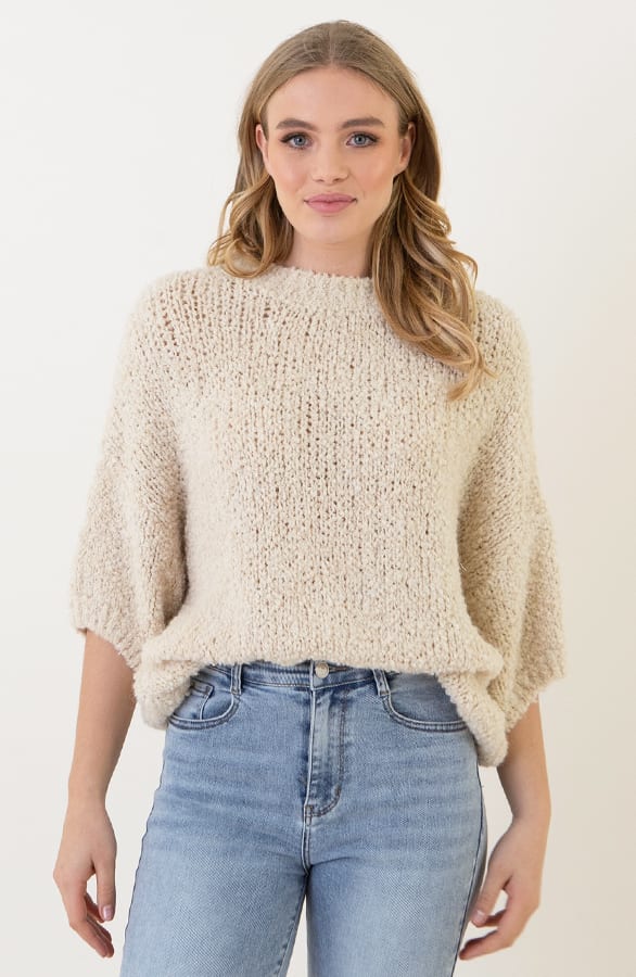 Oversized Trui Boucle Marjolein Light Beige