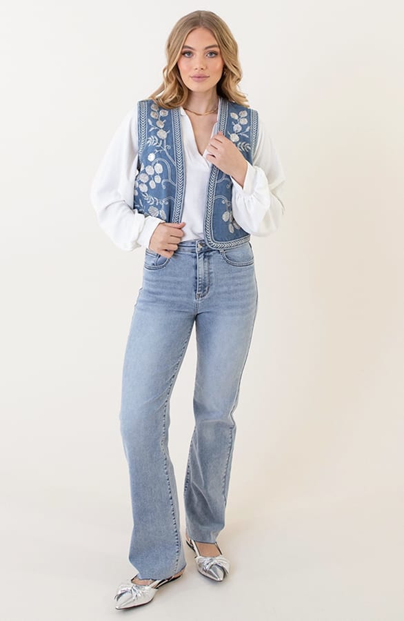 Pailletten Gilet Flower Nicky Denim – shoparchief — foto 5