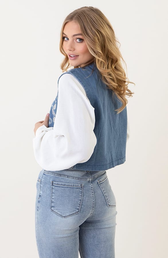 Pailletten Gilet Flower Nicky Denim – shoparchief — foto 2