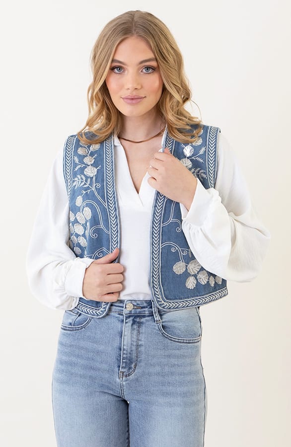 Pailletten Gilet Flower Nicky Denim – shoparchief — foto 4