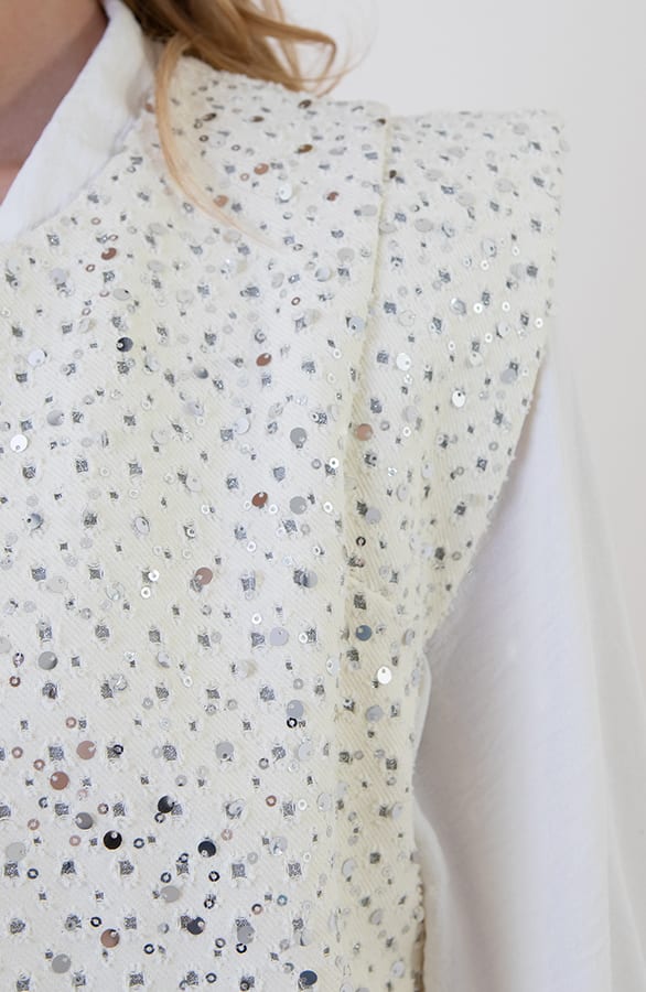 Pailletten Gilet Lara Ecru – shoparchief — foto 6
