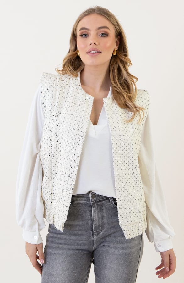 Pailletten Gilet Lara Ecru – shoparchief — foto 3