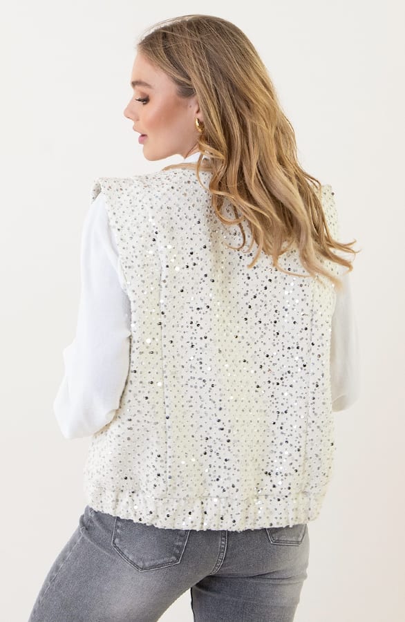 Pailletten Gilet Lara Ecru – shoparchief — foto 4