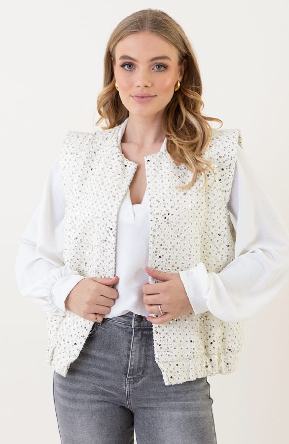 Pailletten Gilet Lara Ecru – shoparchief — foto 5