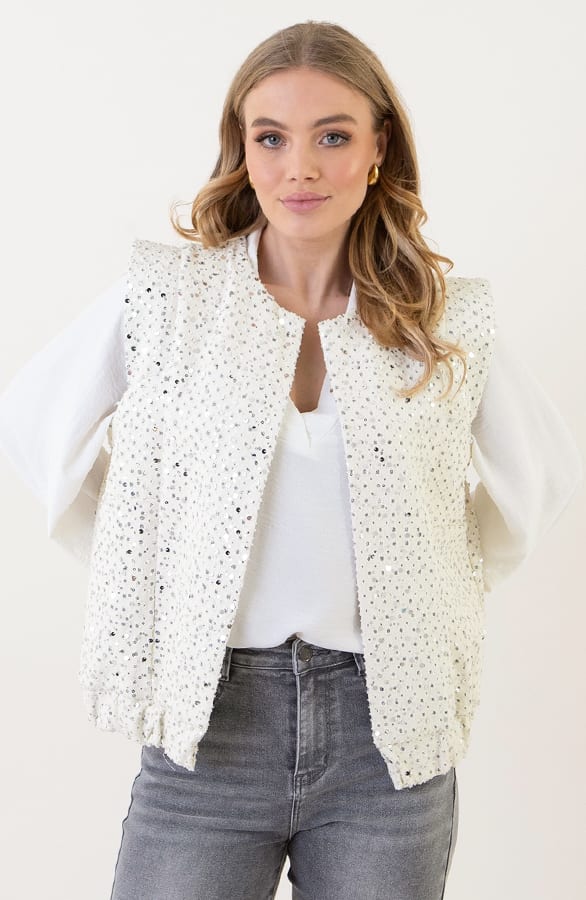 Pailletten Gilet Lara Ecru – shoparchief