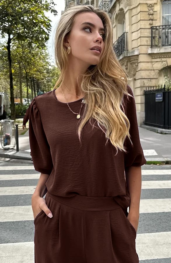 Puff Sleeve Top Lilly Choco – shoparchief — foto 3