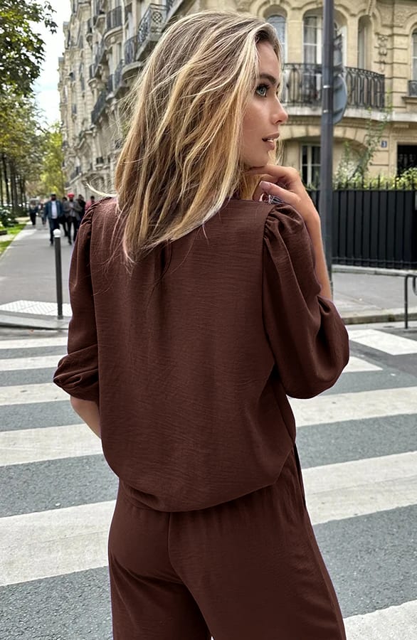 Puff Sleeve Top Lilly Choco – shoparchief — foto 2