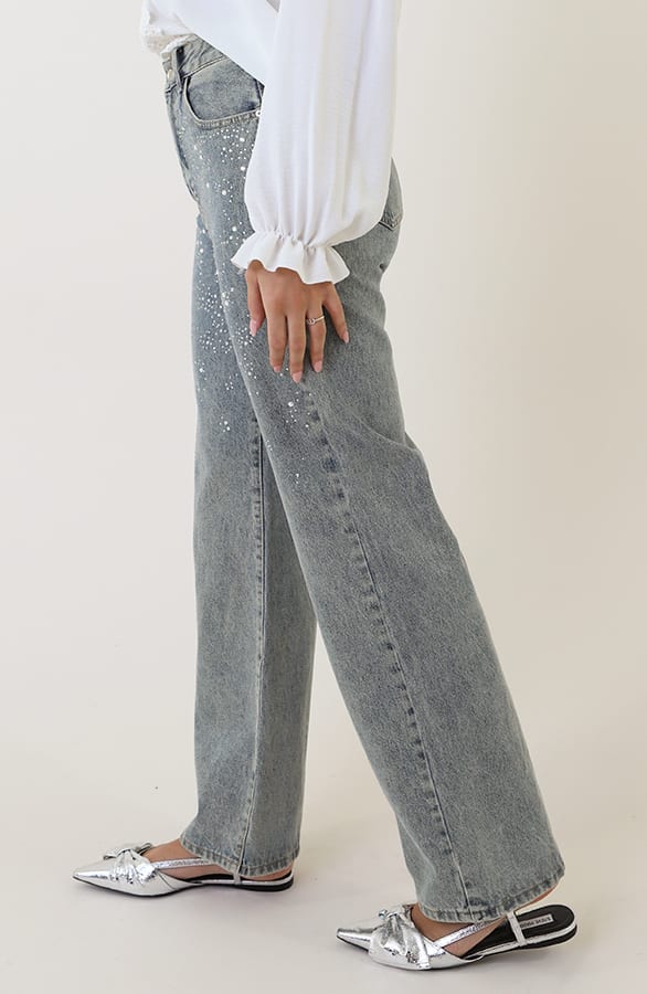 Strass Stretch Wide Leg Norah Denim – jeans — foto 3