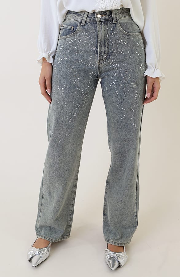 Strass Stretch Wide Leg Norah Denim