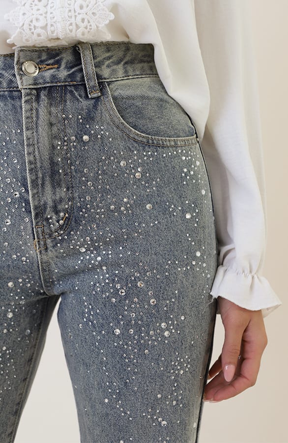 Strass Stretch Wide Leg Norah Denim – jeans — foto 4