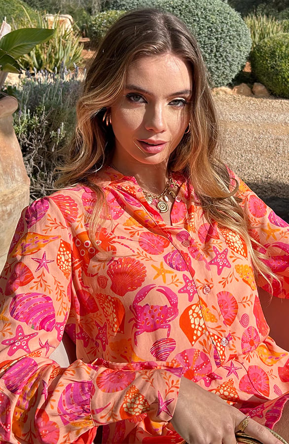 Blouse Met Details Djedi Shell Koraal – shoparchief — foto 2