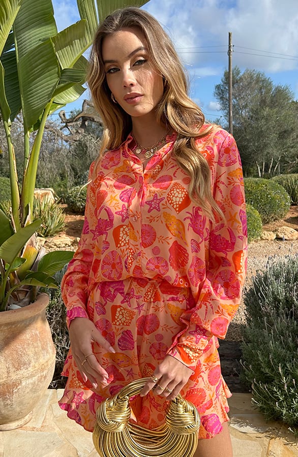 Blouse Met Details Djedi Shell Koraal – shoparchief — foto 5