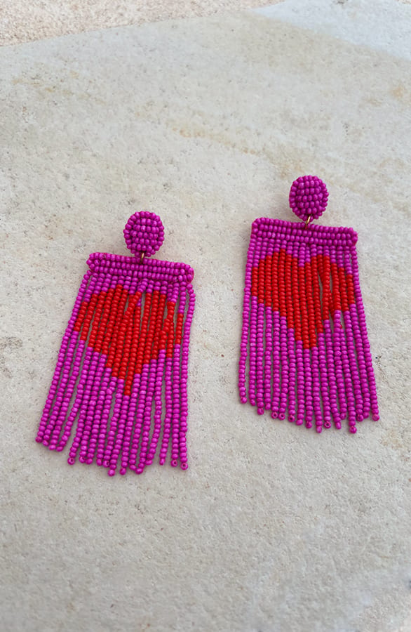 Handmade Heart Earrings Fuchsia – shoparchief