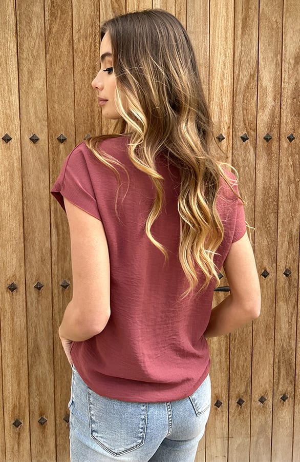 Detailed V-Hals Top Rosie Dust Roze – shirts & tops — foto 3