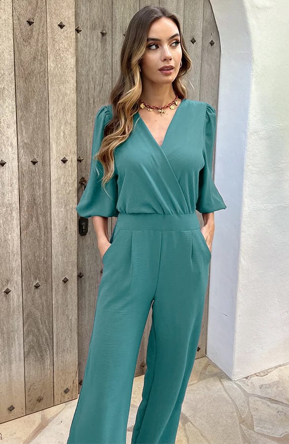 Dubai Jumpsuit V-Hals Elsa Mint – shoparchief