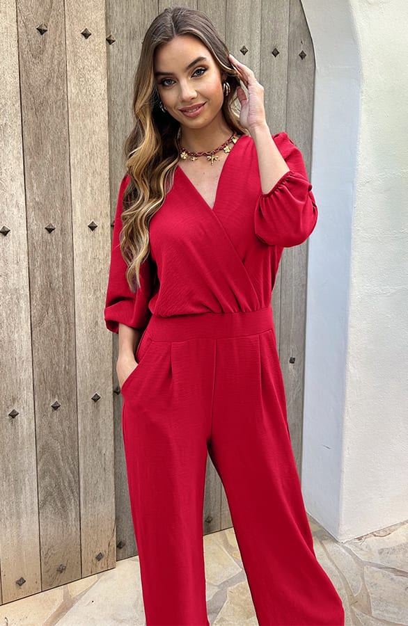 Dubai Jumpsuit V-Hals Elsa Bordeaux – jumpsuits & playsuits — foto 3