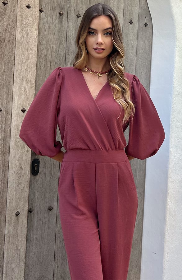 Dubai Jumpsuit V-Hals Elsa Dust Pink – jumpsuits & playsuits — foto 3