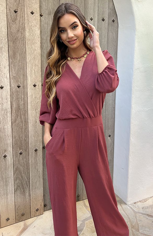 Dubai Jumpsuit V-Hals Elsa Dust Pink – jumpsuits & playsuits