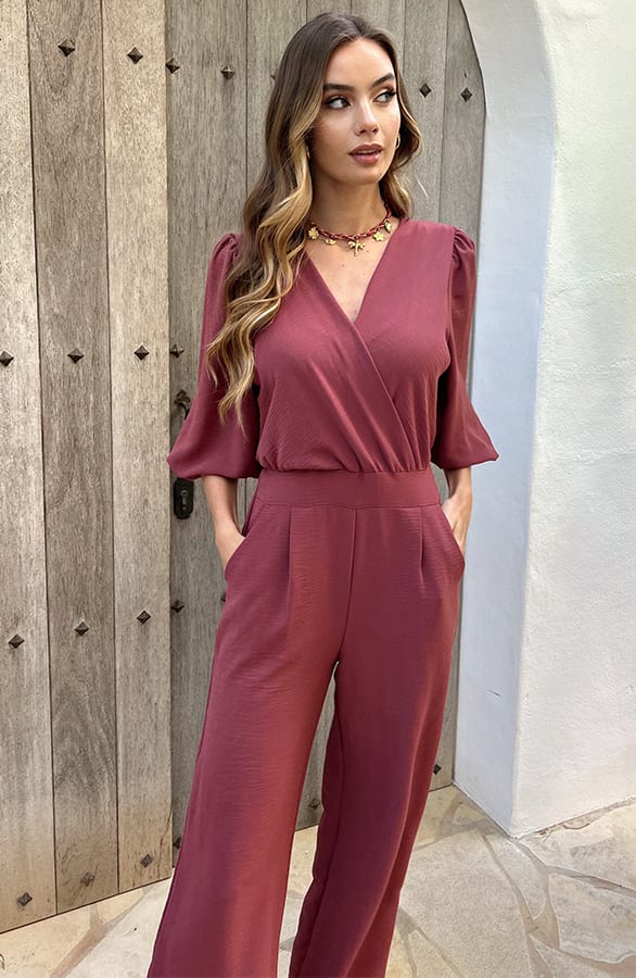 Dubai Jumpsuit V-Hals Elsa Dust Pink – jumpsuits & playsuits — foto 6