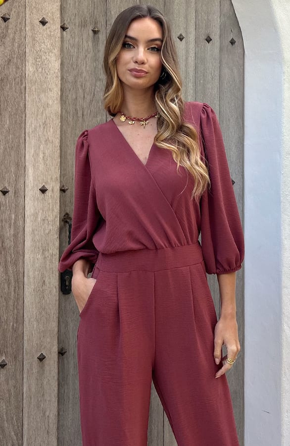 Dubai Jumpsuit V-Hals Elsa Dust Pink – jumpsuits & playsuits — foto 4