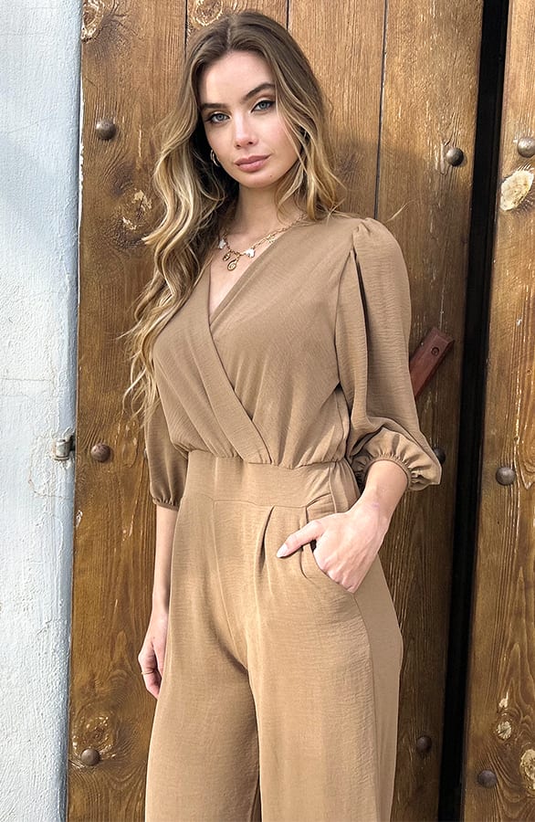 Dubai Jumpsuit V-Hals Elsa Latte – shoparchief — foto 3