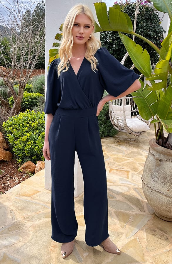Dubai Jumpsuit V-Hals Elsa Navy – shoparchief