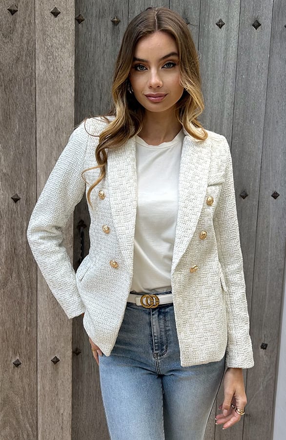 Elegant Boucle Blazer Taylor Ecru – shoparchief — foto 5