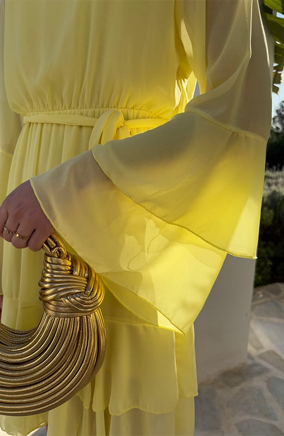 Elegant Ruffle Jurk Suus Butter Yellow – shoparchief — foto 8