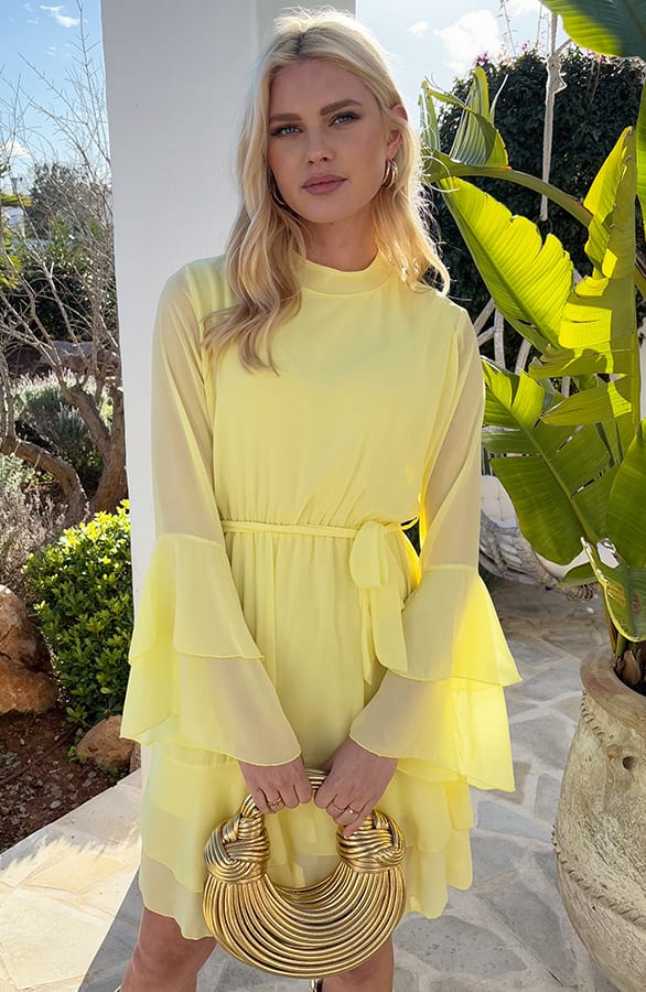 Elegant Ruffle Jurk Suus Butter Yellow – shoparchief