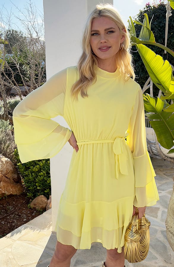 Elegant Ruffle Jurk Suus Butter Yellow – shoparchief — foto 2
