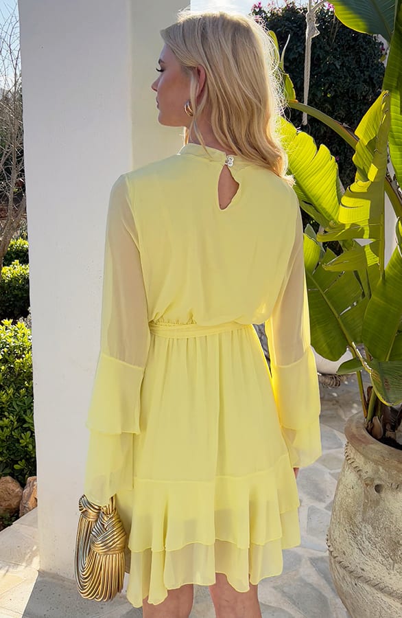 Elegant Ruffle Jurk Suus Butter Yellow – shoparchief — foto 3