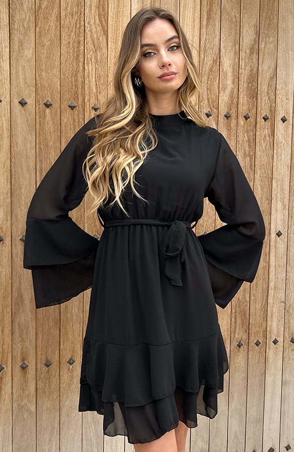 Elegant Ruffle Jurk Suus Zwart – alle jurkjes — foto 6