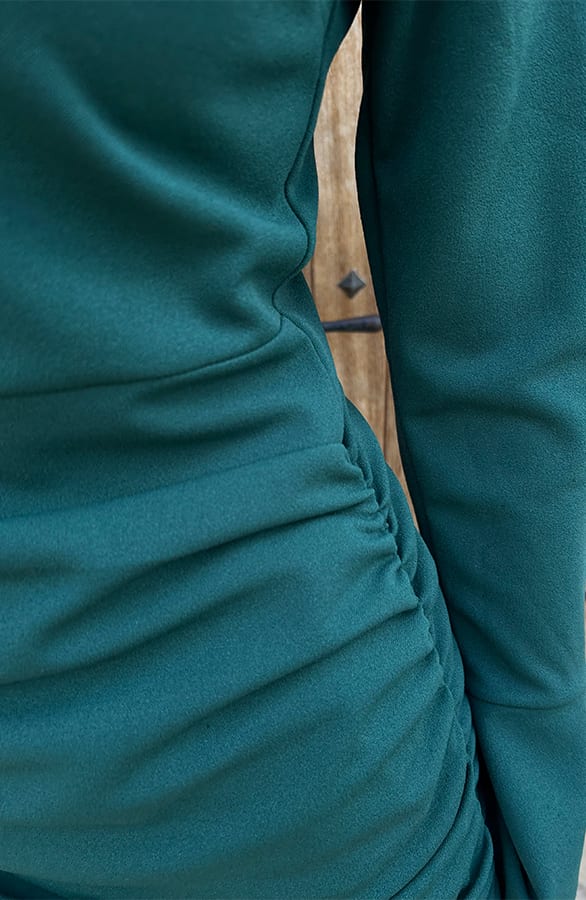 Flared Mouwen Scuba Jurk Cathy Smaragd – shoparchief — foto 7
