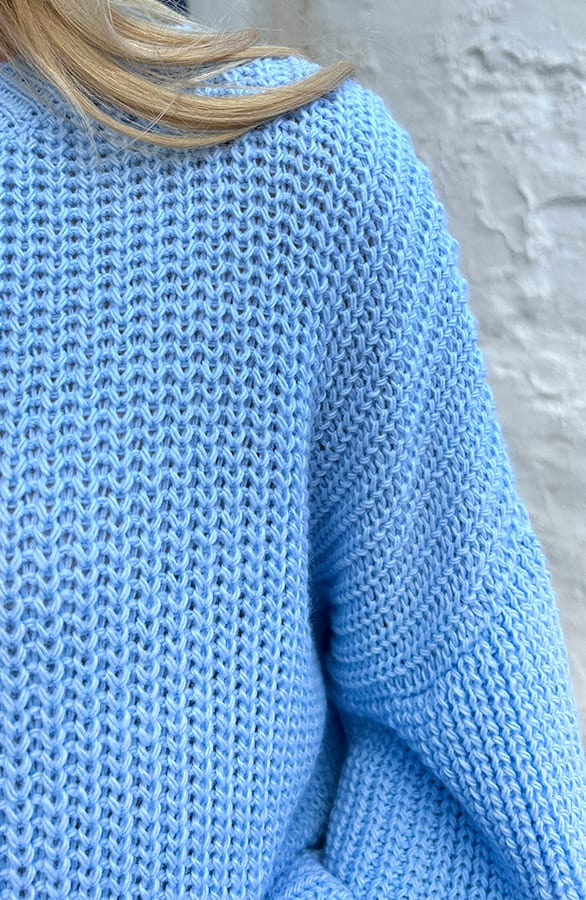 Gehaakte Pofmouwen Trui Emilia Jeans Blue – shoparchief — foto 6