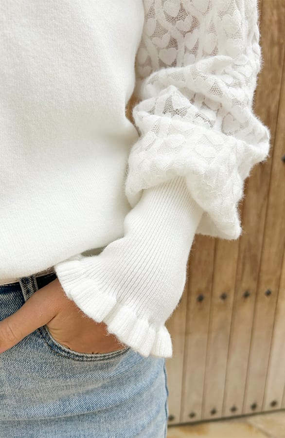 Heart Sleeve Sweater Lina Ecru – truien — foto 6