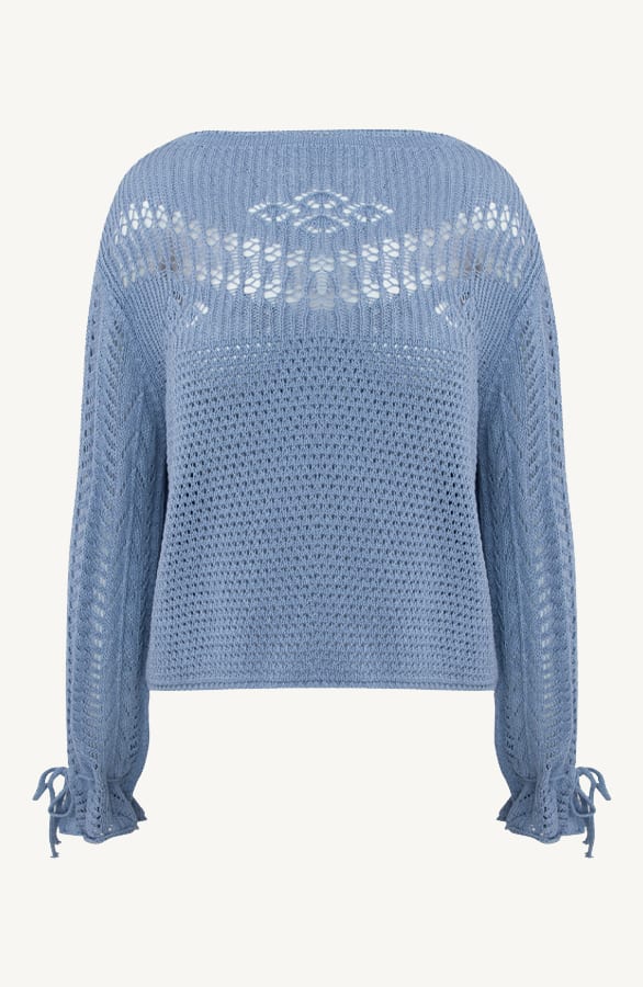 Katoenen Trui Met Strik Mouw Sadie Jeans Blue – shoparchief
