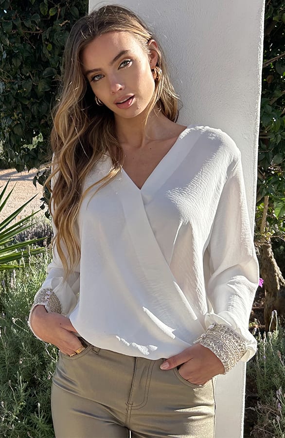 Limited Blouse Met Gouden Details Lize Ecru – kleding — foto 7