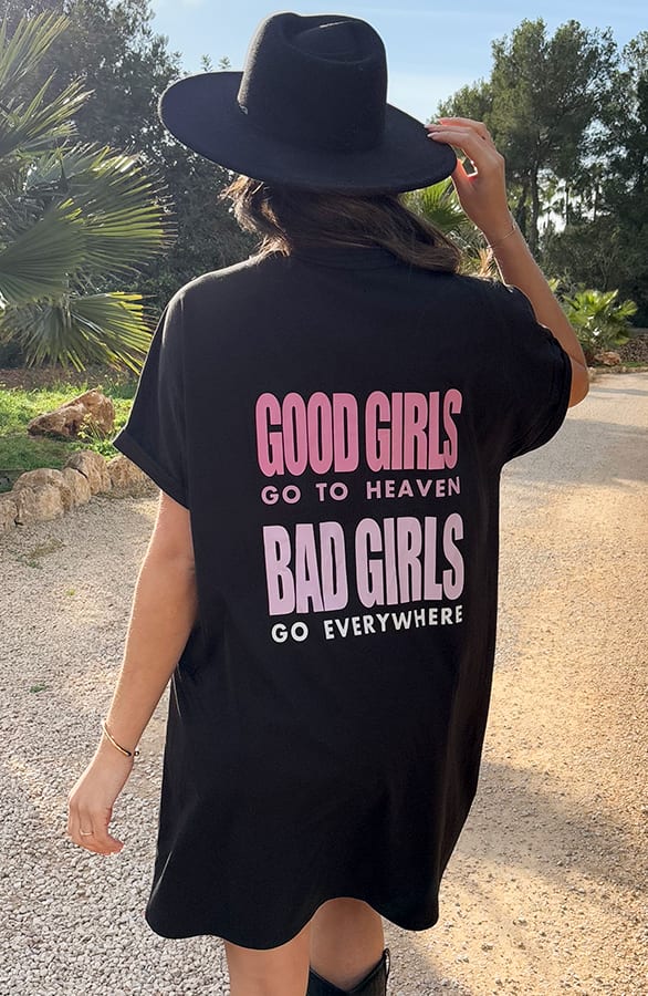 Good Girls T-Shirt Dress Loosefit Maisie Zwart – shoparchief