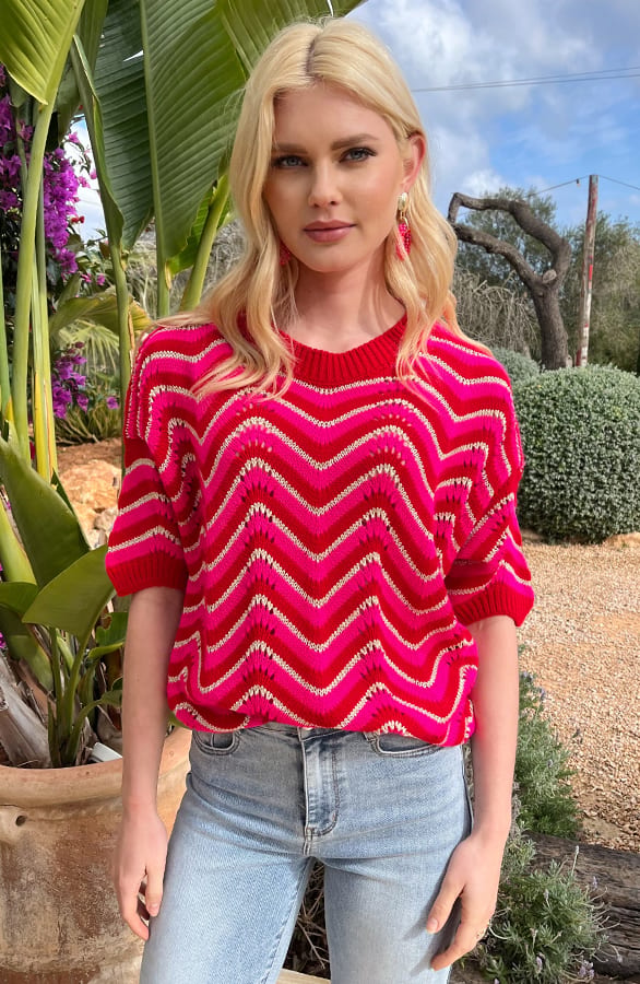 Lurex Zigzag Top Noély Fuchsia – shoparchief — foto 3