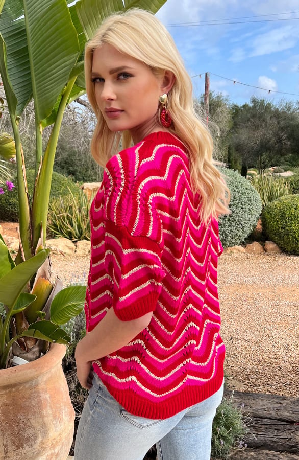 Lurex Zigzag Top Noély Fuchsia – shoparchief — foto 2
