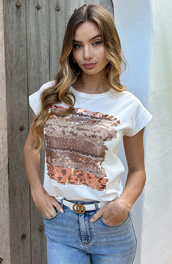 Metallic Print Top Kaia Bronze – shoparchief — foto 4